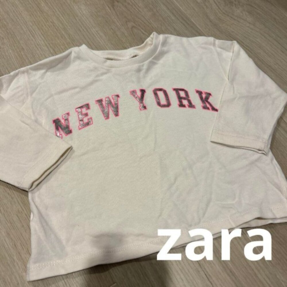 ZARA Long Sleeve T-Shirt White Cut and Sewn SIZE 5-6Y 116CM 1716/389/250